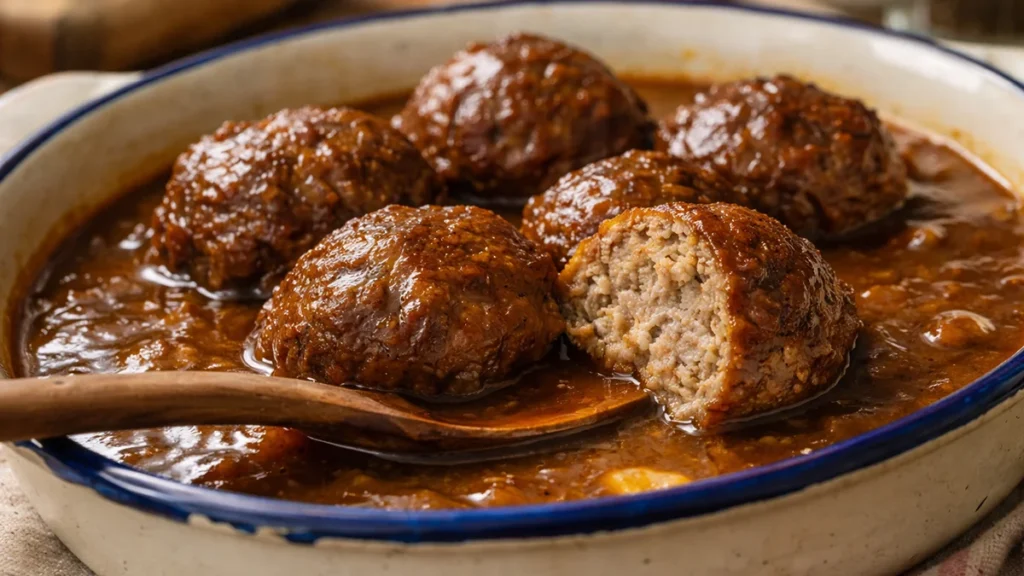 Oma’s gehaktballen met jus, ouderwets en sappig