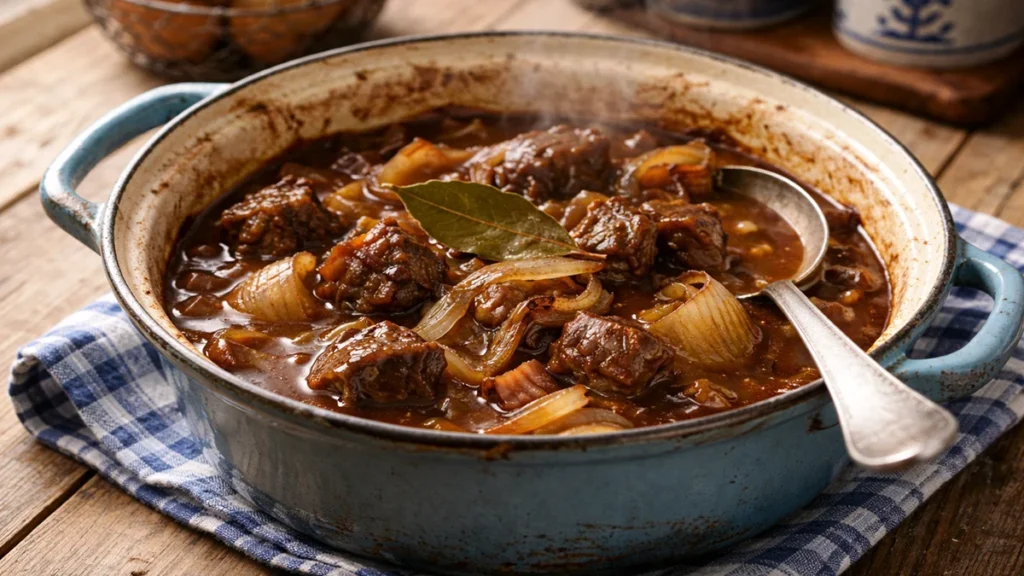 Ouderwetse hachee volgens een klassiek recept van oma