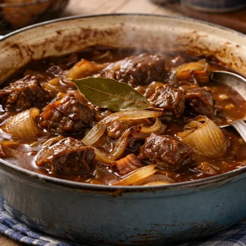 Ouderwetse hachee volgens een klassiek recept van oma