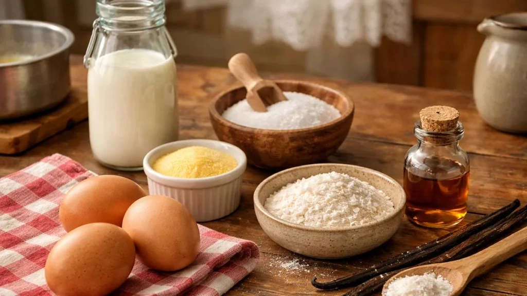 Ingrediënten voor vanillevla volgens oma’s recept