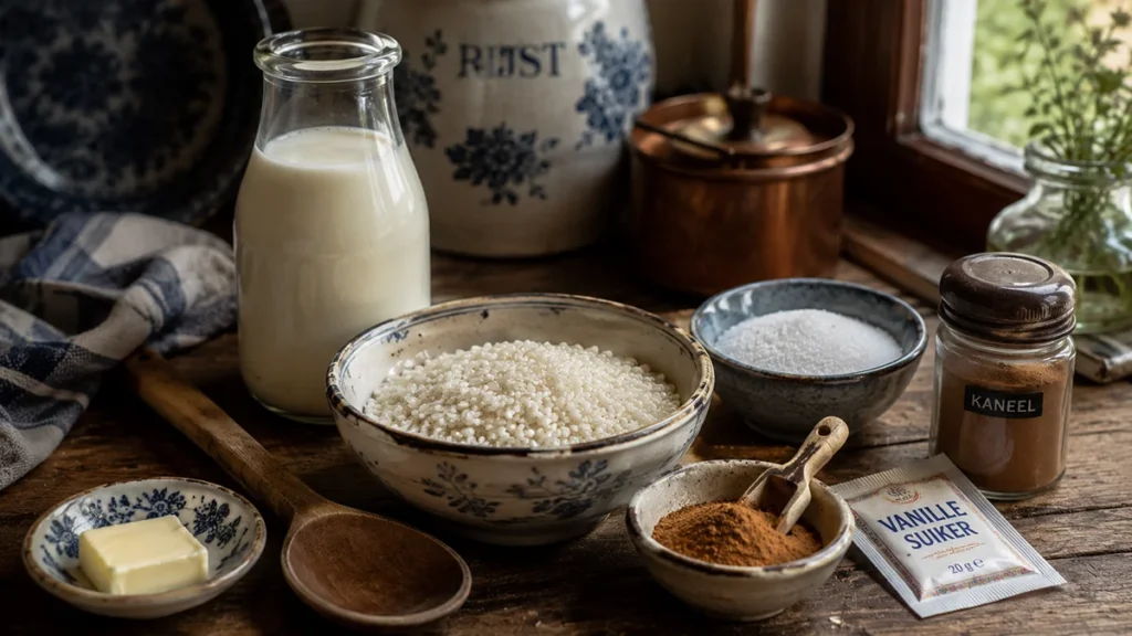 Ingrediënten voor oma's rijstepap